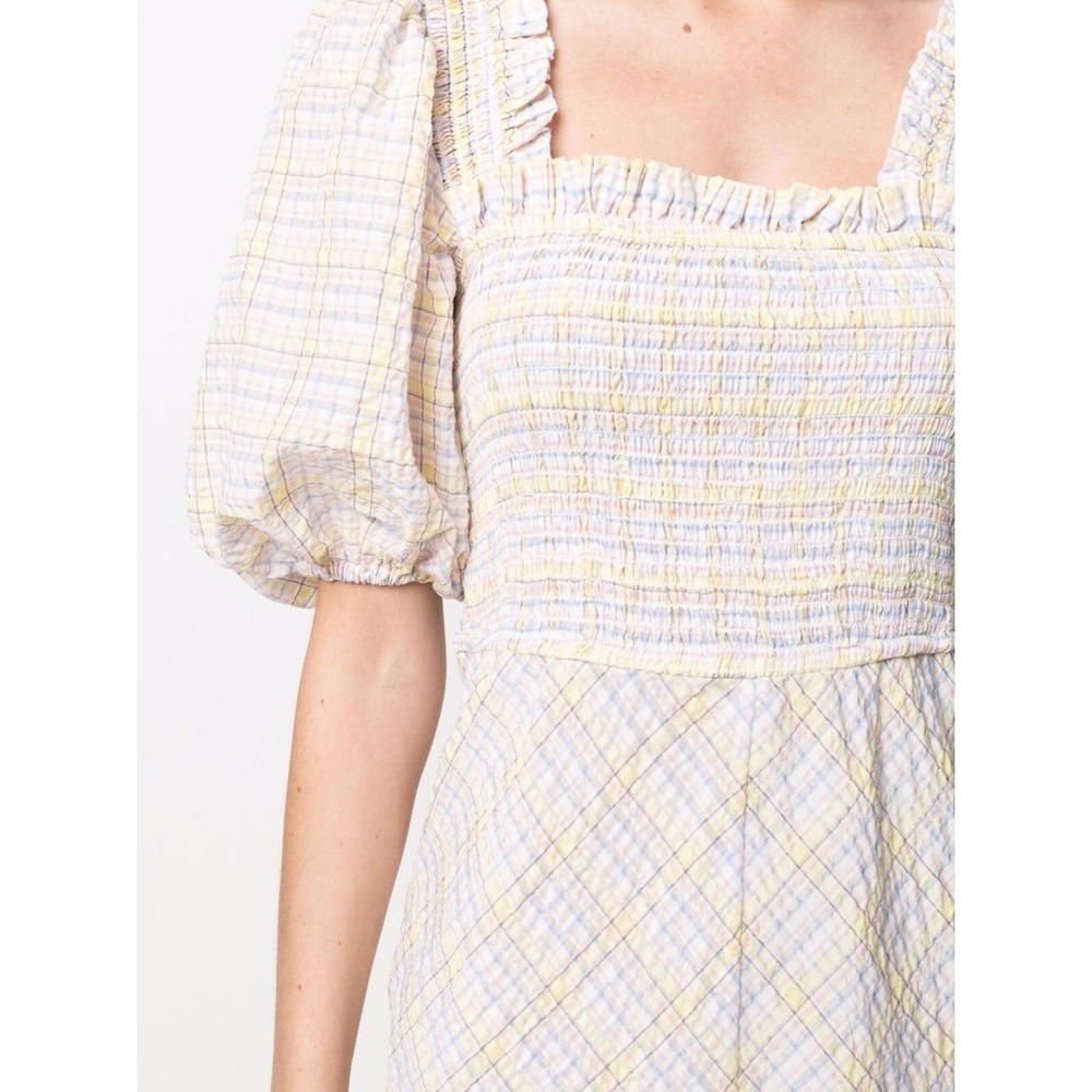 NWT GANNI Seersucker Check Midi Dress Multicolor Size EU 40/ US 8 $260 - Picture 3 of 16